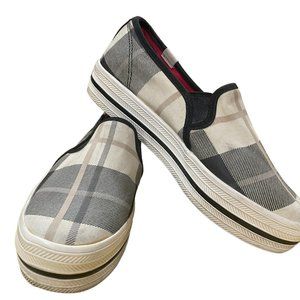 Kate Spade for Keds Black and Gray Plaid Slip Ons Size 5.5